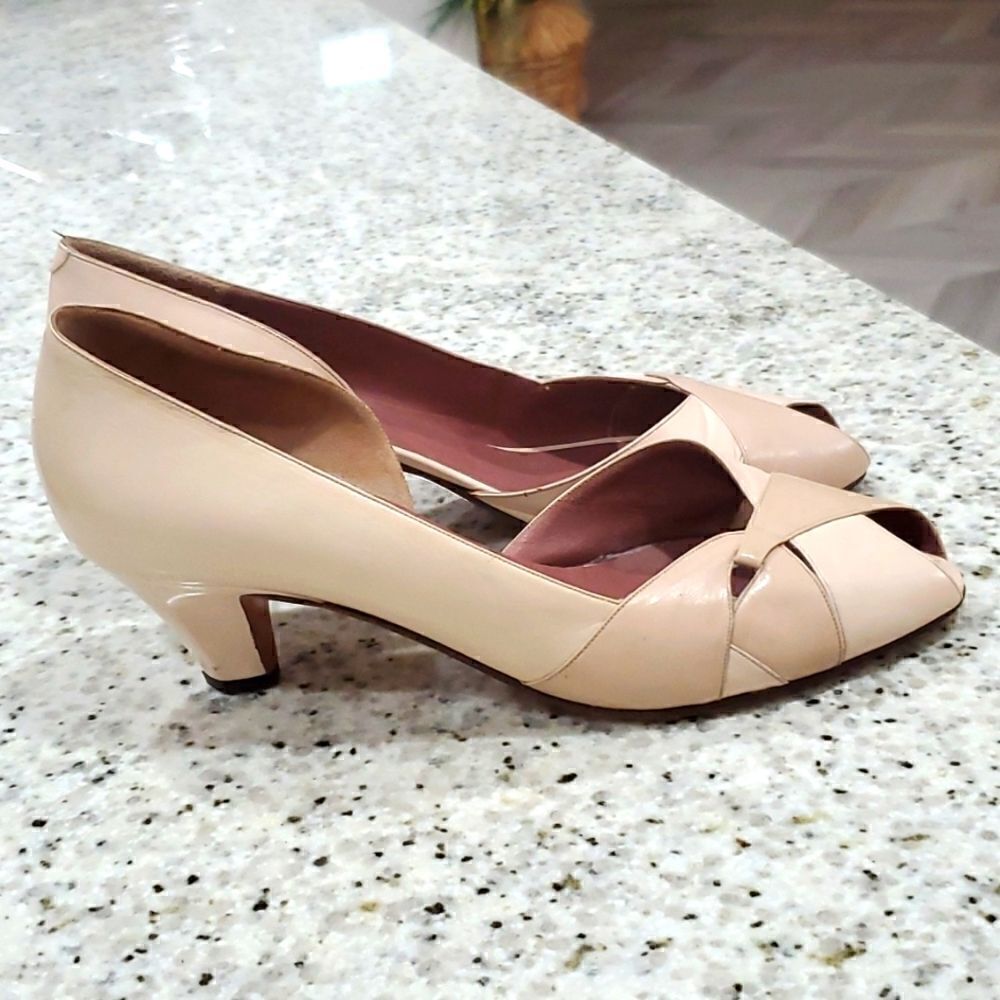 Bamar Women’s Leather Nude Heels, from Italy, size 39 1/2 - Picture 3 of 7